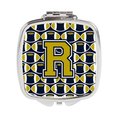 Carolines Treasures Letter R Football Blue and Gold Compact Mirror, 3 x 0.3 x 2.75 in. CJ1074-RSCM